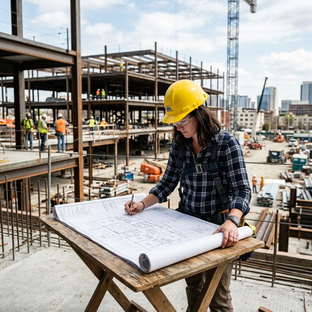 Engineering professional at construction site